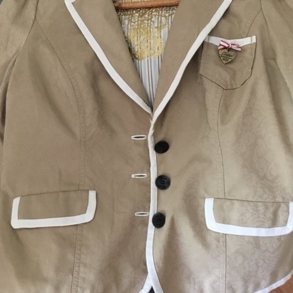 Guess Tan White 100% Cotton Blazer Jacket Size XL. - Picture 3 of 9